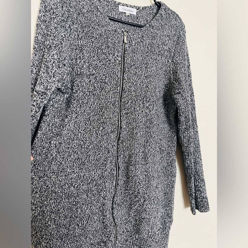 CALVIN KLEIN Sweater Womens Large Gray Zip Up
